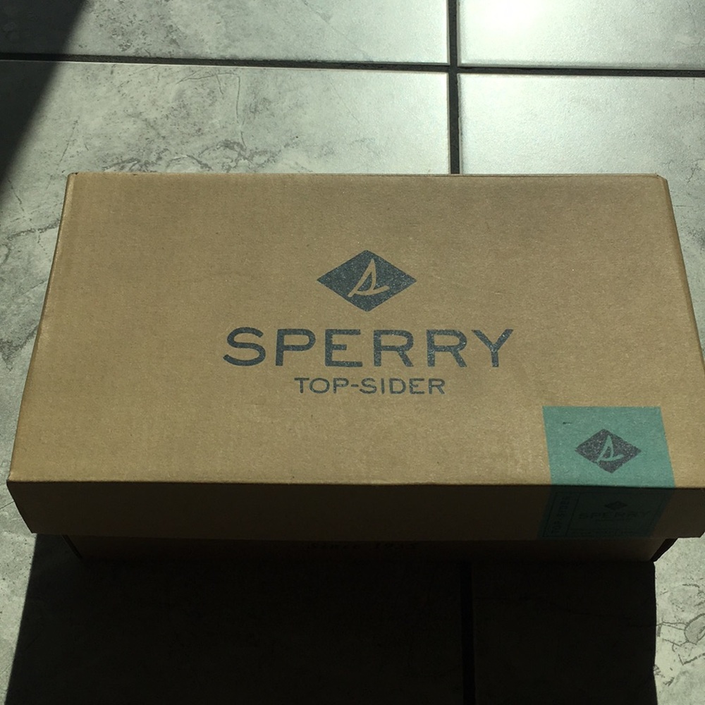kids sperry shoe size 2 blue and brown